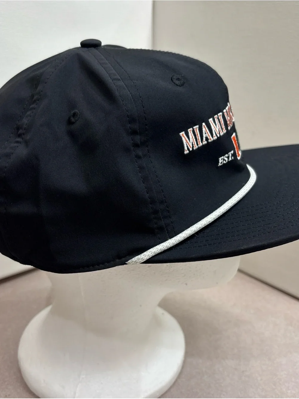 Miami Hurricanes Adidas Black Rope Leather Strapback Adjustable Hat Cap Unisex
